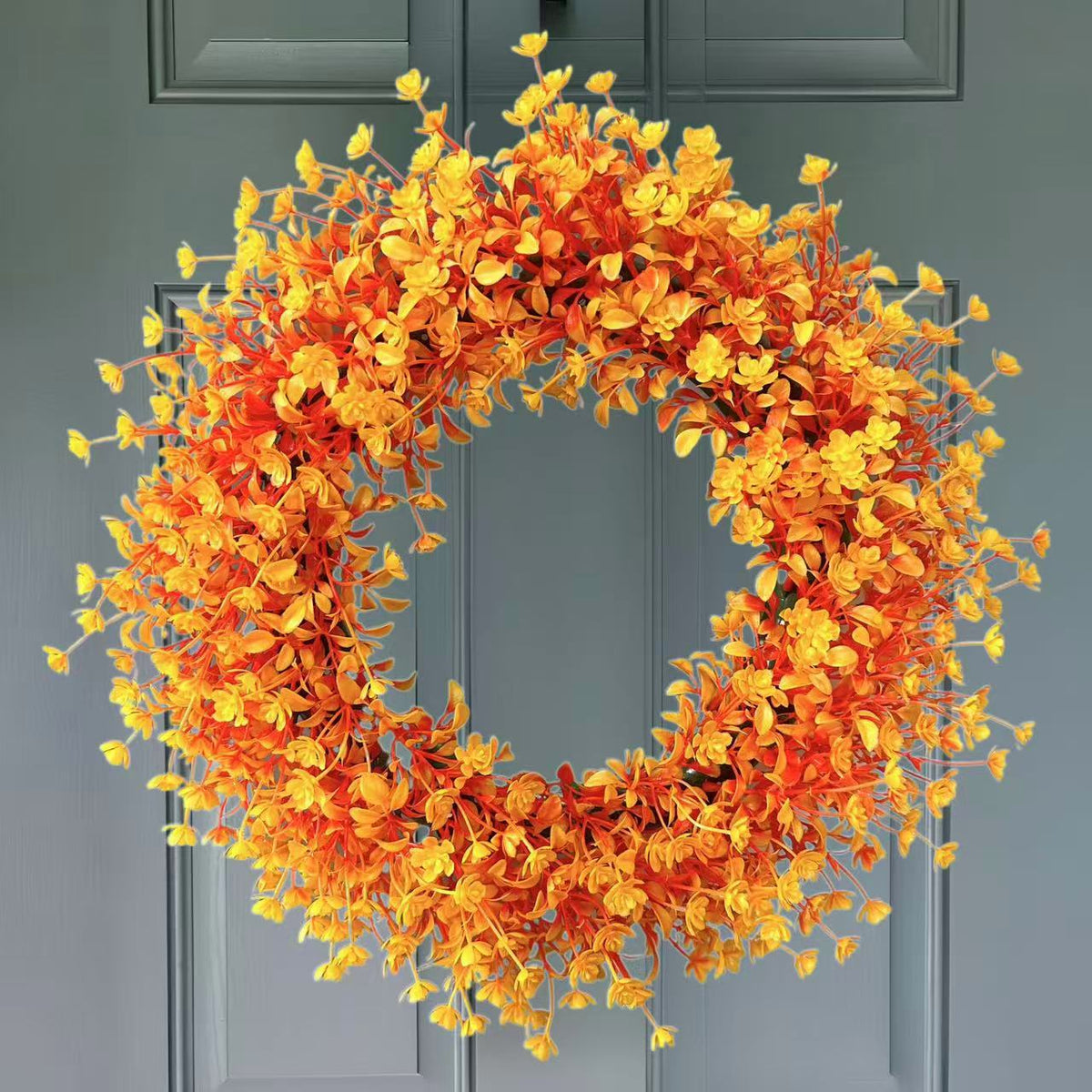 Autumn Eucalyptus Camellia Wreath for Front Door Wall Decor