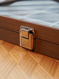 Walnut Grain Dustproof Jewelry Storage Box with Clear Lid for Bracelets, Watches, and Collectibles