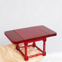 1:12 Dollhouse Miniature Folding Dining Table, Retro Mahogany Color
