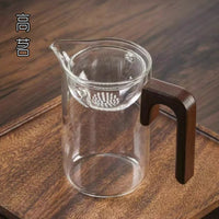 Small Green Tangerine Tea Pot with Infuser, Glass Tea Maker with Wooden Handle, 301-400ml