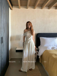 SEGUYX Retro Off-Shoulder Two-Piece Set for Women