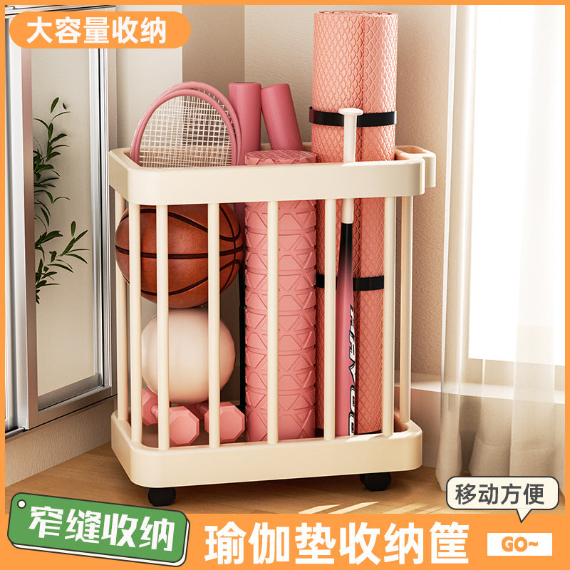 Minimalist Laundry Hamper with Wheels, Plastic Storage Basket for Yoga & Gym Gear, Bathroom Organizer Cart
