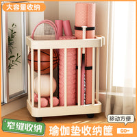 Minimalist Laundry Hamper with Wheels, Plastic Storage Basket for Yoga & Gym Gear, Bathroom Organizer Cart