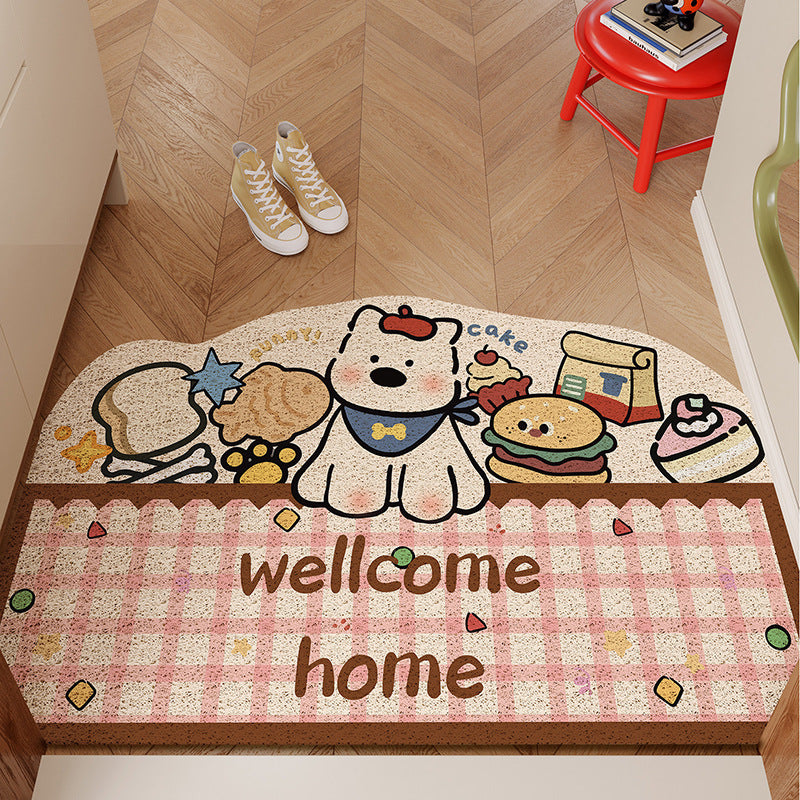 Cartoon Dog Doormat Entrance Mat Dust Removal Non-slip PVC Coil Mat