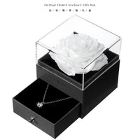 Preserved Flower Jewelry Box for Necklace, Moissanite Gift Box, Valentine's Day Birthday Gift