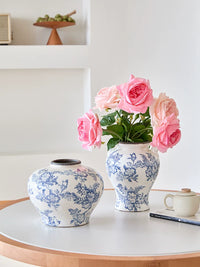 New Chinese Style Vintage Blue and White Porcelain Vase for Flowers and Home Decor