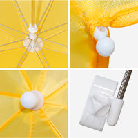 Kids Beach Umbrella with Clamp, Multi-Angle Adjustable Sunshade for Strollers & Chairs