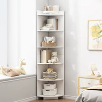 Corner Storage Cabinet Multi-layer Bookshelf Triangular Floor Shelf for Living Room Bedroom