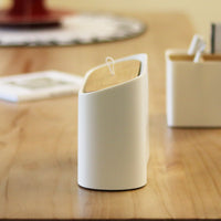Japanese Style Desktop Trash Can with Bamboo Lid for Office Home Living Room Hotel