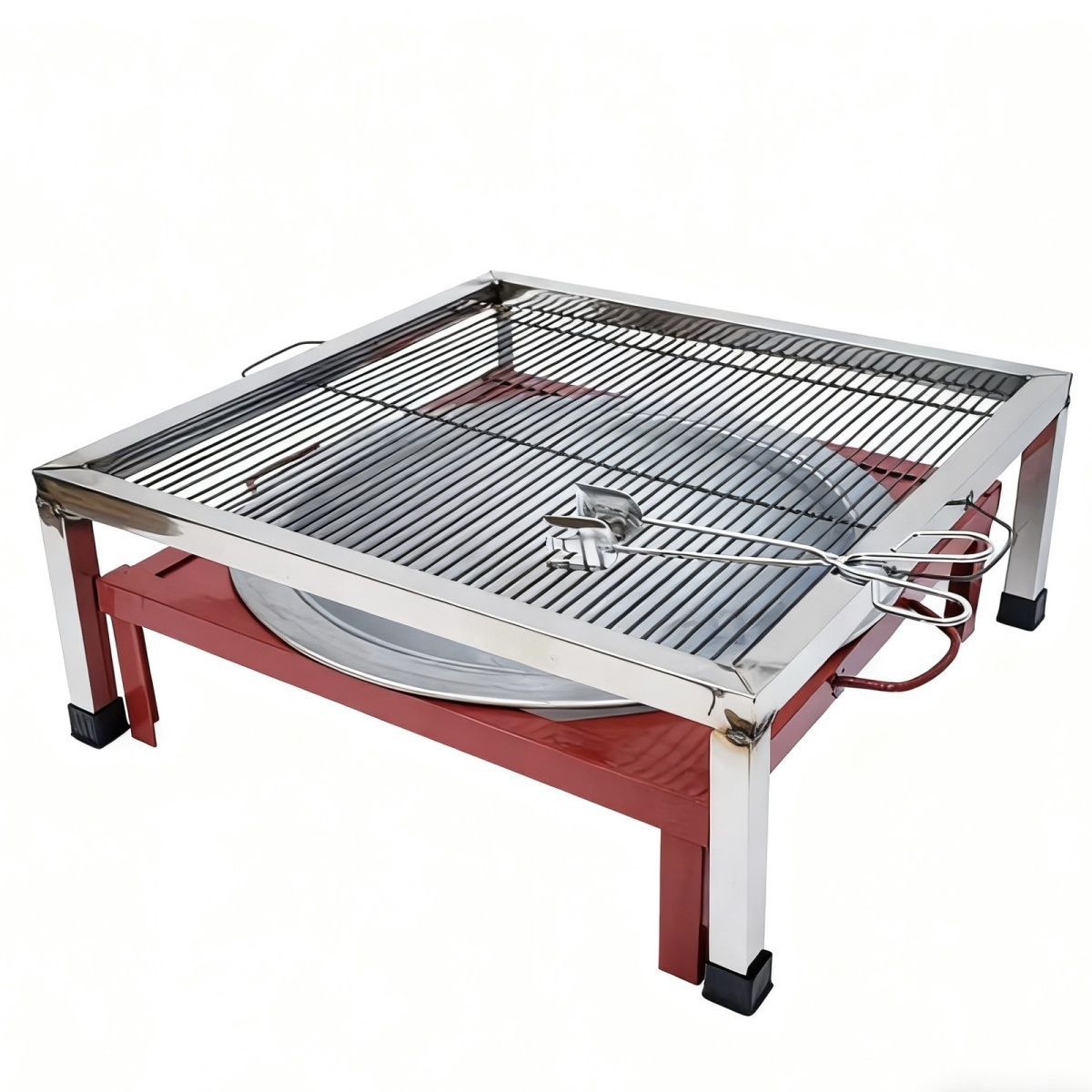 Outdoor Fire Pit BBQ Grill with Heating Function and Grill Net for Charcoal Grilling