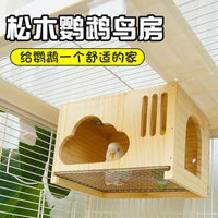 Parrot Cloud Wooden Bird Nest House for Small to Medium Birds - Summer Hanging Design with Pull-Out Mesh Tray