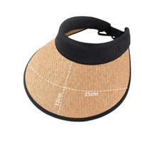 Straw Visor Sun Hat for Women, UV Protection Wide Brim Adjustable Beach Travel Cap