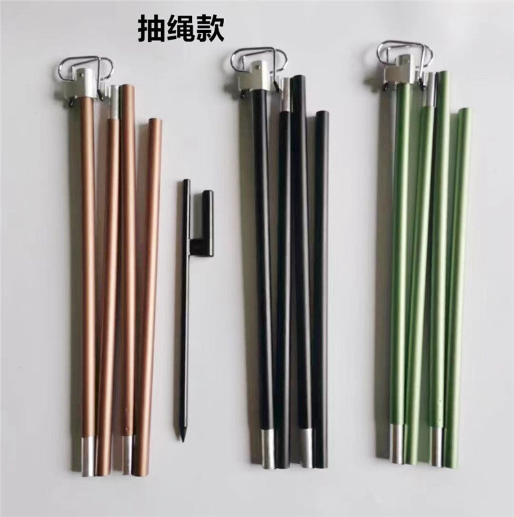 Outdoor Camping Lantern Stand with Double Head Stainless Steel Hooks, Foldable Aluminum Alloy Pole