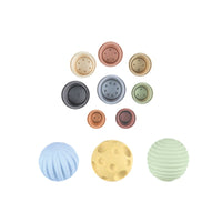 Baby Sensory Stacking Toy Set - Soft Silicone Grasping Balls, Rainbow Stacker, and Nesting Cups for Early Learning