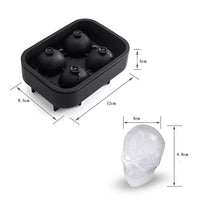 Halloween Skull Silicone Ice Cube Tray for Whiskey & Cocktails, 4-Cavity DIY Mold