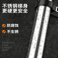Thickened Stainless Steel Telescoping Ladder with Tool Bag, Portable Folding A-Frame Ladder for Home Use