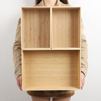 Stackable Bamboo Storage Box for Desktop, Kitchen, and Home Organization