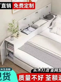 Solid Wood Slim Bedside Table with Storage, Narrow Gap Cabinet for Bedroom