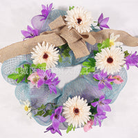 Spring Floral Wreath for Home Decor, Artificial Flower Wall Hanging Ornament