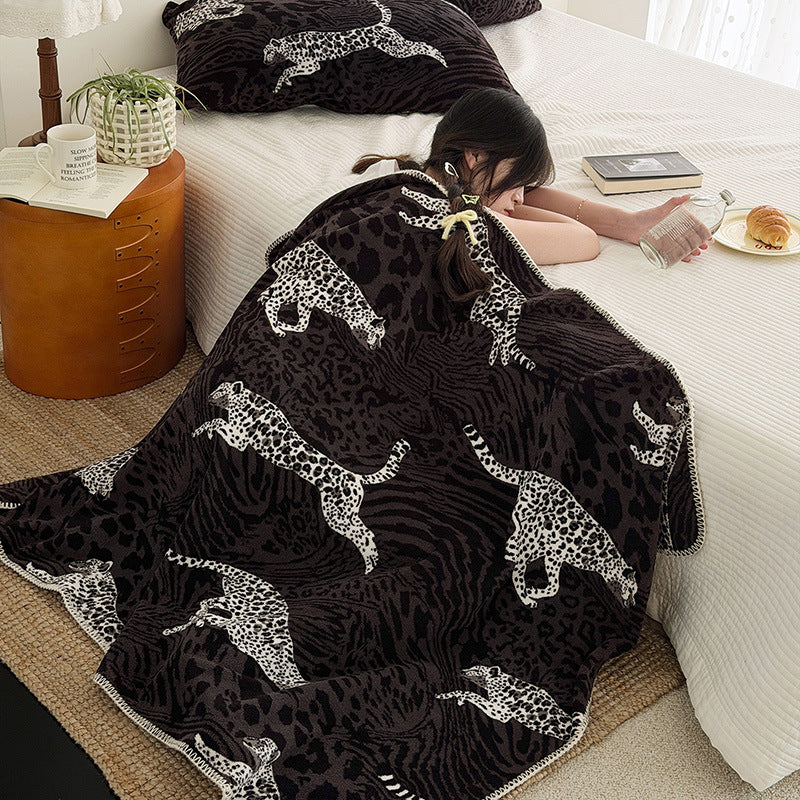 Double-Sided Lamb Fleece Casual Blanket Shawl for Home and Office