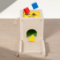 Wooden Montessori Ball Drop Box with Carrot Pulling and Coin Insertion Educational Toy for Toddlers and Kids