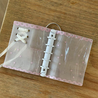 INS Pink Lace Ribbon M5 Loose-Leaf Planner PVC Cover with Elastic Band Diary Card Holder