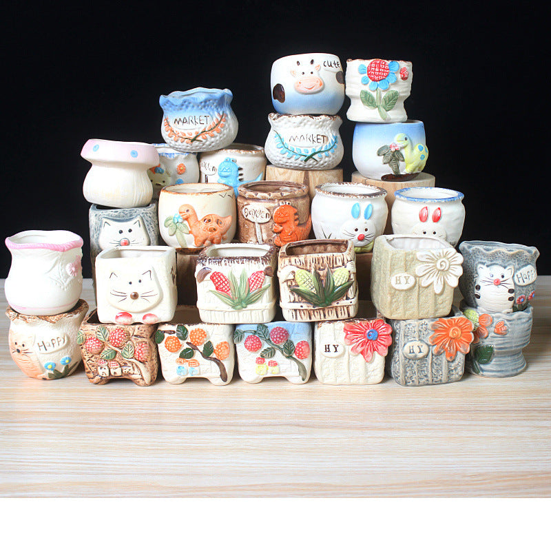 Hand-Painted Ceramic Succulent Planter Pots for Indoor Plants