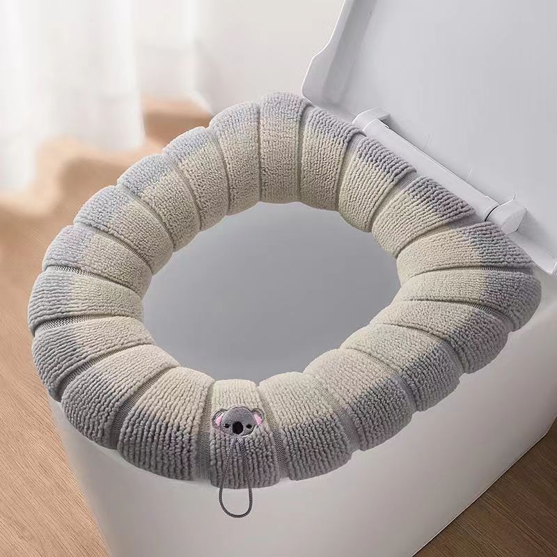 Knitted Thick Toilet Seat Cover with Handle, Universal Four Seasons