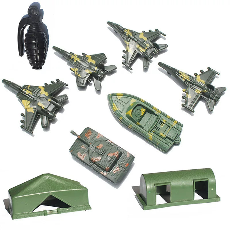 WWII Military Model Playset with Soldiers, Tanks, Planes, and Naval Vessels