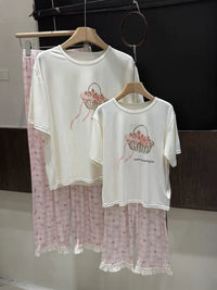 Cola Pear Kids' Modal Cotton Short Sleeve T-shirt & Tencel Long Pants Pajama Set