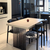 Modern Minimalist Rectangular Sintered Stone Dining Table with Acrylic Base for Small Spaces