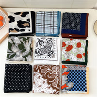 Cotton Linen Square Scarf for Women, Fashionable Cashew Floral Print Neck Scarf and Shawl