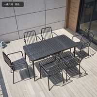 Outdoor Patio Dining Set with Backrest Chairs, Wood-Plastic Composite Table and Chairs, 5-Piece Set for Balcony Cafe