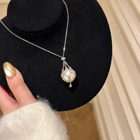Dreamcatcher Pearl Pendant Necklace with Detachable Netting and Rhinestones, Luxury Sweater Chain for Women