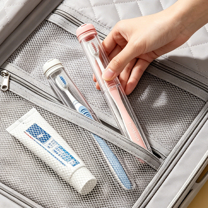 Portable Toothbrush Travel Case Transparent Dustproof Protective Holder