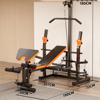 Yulong Multi-functional Foldable Weight Bench with Barbell Set for Home Gym, Lat Pulldown, Rowing, Fly, and Weightlifting