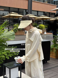 Women's Summer Cape Sun Protection Jacket with Hood and Neck Guard, Breathable Cooling Fabric