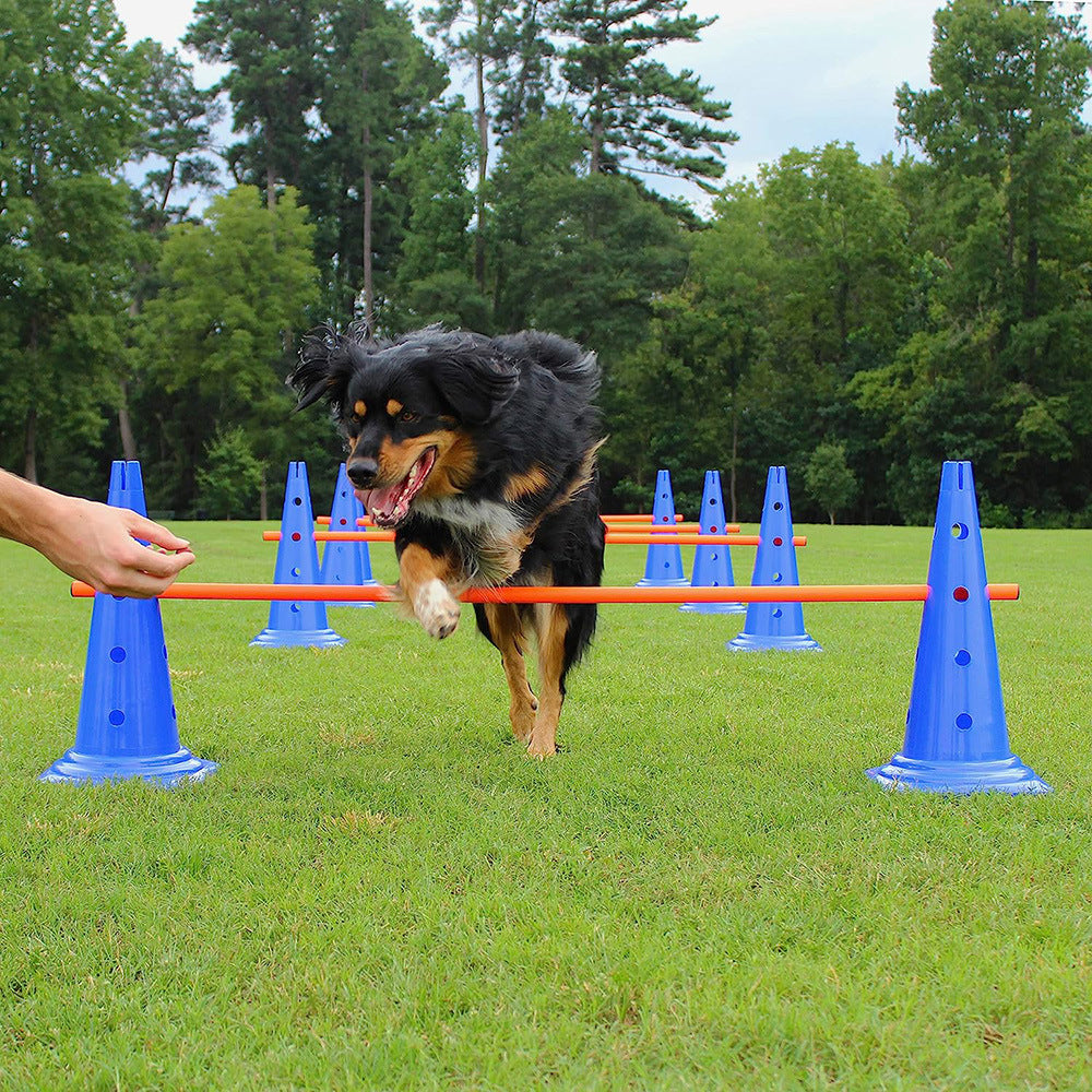 Dog Agility Training Kit Pet Obstacle Course Jump Hurdle Cones Poles Set for Canine Exercise