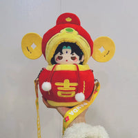 God of Wealth Hat & Lantern Outfit for 10/20cm Cotton Dolls