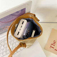 Premium Canvas & Leather Vertical Phone Bag with Adjustable Shoulder Strap