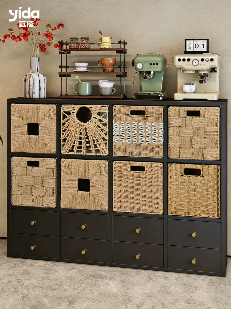 Woven Iron Art Rattan Storage Basket for Snacks and Sundries