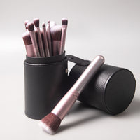 14-Piece Professional Makeup Brush Set with Wooden Handles and Storage Bag