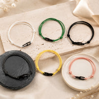 Stainless Steel Engravable Double Buckle Rope Bracelet for Couples