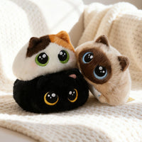 Chubby Cat Squeeze Toy, Soft Down Cotton Stress Relief Plushie, Stackable Round-Eyed Cat