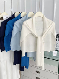 Soft Knit Shawl Wrap Plus Size Spring Autumn Commuter Neck Scarf Cape Simple Solid Color High-End Neck Warmer