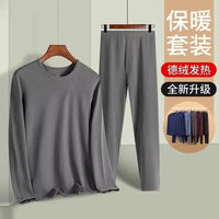 Men's Thermal Underwear Set, Fleece Lined, Crew Neck, Thin Warm Base Layer for Autumn/Winter