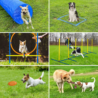 Dog Agility Training Kit Pet Obstacle Course Jump Hurdle Cones Poles Set for Canine Exercise