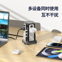 US Standard Tower Power Strip with 12 AC Outlets, Fast Charging, Surge Protection, and Overload Protection