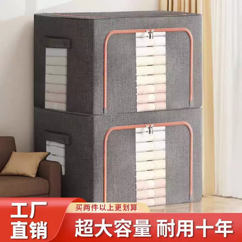 Foldable Steel Frame Storage Box with Clear Window for Clothes Quilts