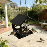 Metal Bird Feeder House Hanging Outdoor Garden Decor